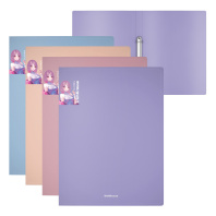 Папка на 2 кольцах пластиковая ErichKrause текстура Бархат Аниме, 24мм, A4, ассорти (в пакете по 4 шт.)