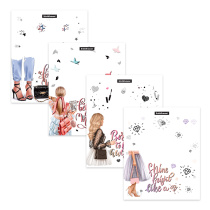 Набор пластиковых обложек ErichKrause Fashion Girls, для тетрадей и дневников, 212х347мм, 80 мкм, ассорти (пакет 12 шт.)