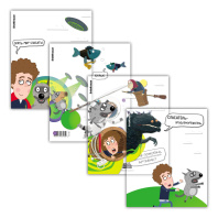 Набор пластиковых обложек ErichKrause Приключения Пети и Волка, для тетрадей и дневников, 212х347мм, 80 мкм, ассорти (пакет 12 шт.)