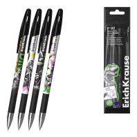 Набор из 4 ручек гелевых сo стираемыми чернилами ErichKrause R-301 Magic Gel Stick Dino Hobby 0.5, цвет чернил синий (в пакете)