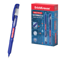 Ручка-роллер ErichKrause Metrix® с резиновым хватом Классика 0.5, цвет чернил синий (в коробке по 12 шт.)