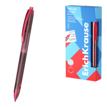 Ручка-роллер автоматическая бесшумная ErichKrause 0.5, тонированная, с пласт. наконечником, цвет чернил красный (в коробке по 12 шт.)