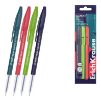 Набор из 4 ручек шариковых ErichKrause Slender® Stick Reef 0.7, Super Glide Technology, цвет чернил синий (в пакете)