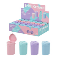 Точилка пластиковая ErichKrause Клик Мини, Пастель, с контейнером, ассорти (в коробке-дисплее по 24 шт)