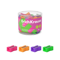 Точилка пластиковая ErichKrause Unity, Neon, ассорти (в тубусе по 55 шт)