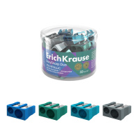 Точилка пластиковая ErichKrause EasySharp Duo, Ice Metallic, ассорти (в тубусе по 30 шт)