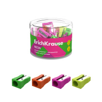 Точилка пластиковая ErichKrause EasySharp, Neon, ассорти (в тубусе по 60 шт)