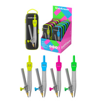 Циркуль металлический ErichKrause Неон, 123мм, с карандашом, пенал, ассорти (в коробке-дисплее по 12 шт)