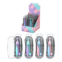 Циркуль пластиковый ErichKrause Пастель, 122мм, с карандашом, пенал, ассорти (в коробке-дисплее по 12 шт)