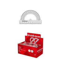 Транспортир пластиковый ErichKrause Прозрачность, 180°/10см, прозрачный (в коробке-дисплее по 20 шт)