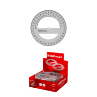 Транспортир пластиковый ErichKrause Прозрачность, 360°/12см, прозрачный (в коробке-дисплее по 20 шт)