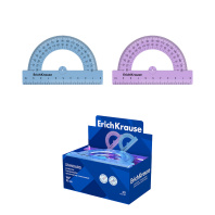 Транспортир пластиковый ErichKrause 180°/10см, ассорти (в коробке-дисплее по 20 шт)