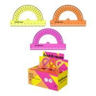 Транспортир пластиковый ErichKrause Неон, 180°/10см, ассорти (в коробке-дисплее по 20 шт)