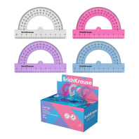 Транспортир пластиковый ErichKrause Блёстки, 180°/10см, ассорти (в коробке-дисплее по 20 шт)