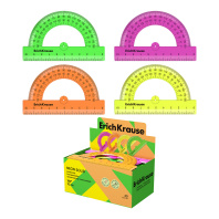 Транспортир пластиковый ErichKrause Непрозрачный неон, 180°/10см, ассорти (в коробке-дисплее по 20 шт)