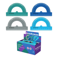 Транспортир пластиковый ErichKrause Ледяной металл, 180°/10см, ассорти (в коробке-дисплее по 20 шт)