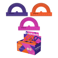 Транспортир пластиковый ErichKrause Карибский закат, 180°/10см, ассорти (в коробке-дисплее по 20 шт)