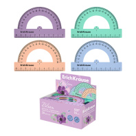 Транспортир пластиковый ErichKrause Цветущая нежность, 180°/10см, ассорти (в коробке-дисплее по 20 шт)