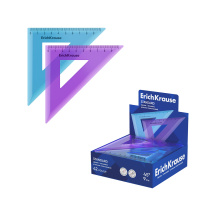 Угольник пластиковый ErichKrause 45°/9см, ассорти (в коробке-дисплее по 42 шт)