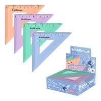 Угольник пластиковый ErichKrause Цветущая нежность, 45°/9см, ассорти (в коробке-дисплее по 42 шт)