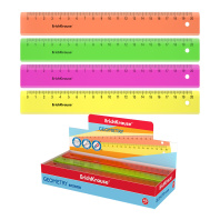Линейка пластиковая ErichKrause Неон, 20см, ассорти (в коробке-дисплее по 45 шт)