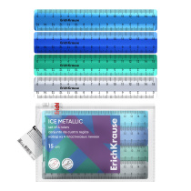 Набор из 4 пластиковых линеек ErichKrause Ледяной металл, 15см, зиплок-пакет, ассорти (в пакете по 20 шт)
