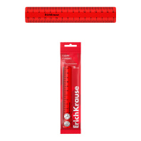 Линейка пластиковая ErichKrause Классика, 15см, пакет, красный (в пакете по 20 шт)