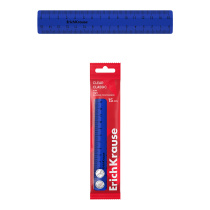 Линейка пластиковая ErichKrause Классика, 15см, пакет, синий (в пакете по 20 шт)