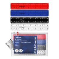Набор из 4 пластиковых линеек ErichKrause Классика, 15см, зиплок-пакет, ассорти (в пакете по 20 шт)