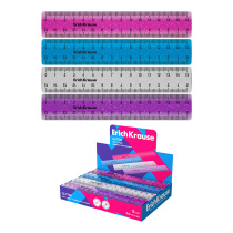 Линейка пластиковая ErichKrause Блёстки, 15см, ассорти (в коробке-дисплее по 44 шт)