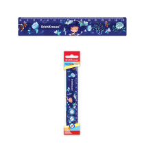 Линейка пластиковая ErichKrause Синие кудри, 15см, в пакете