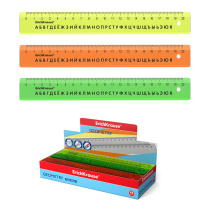 Линейка с русским алфавитом пластиковая ErichKrause Неон, 20см, ассорти (в коробке-дисплее по 45 шт)