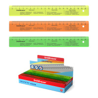 Линейка с единицами измерения пластиковая ErichKrause Неон, 20см, ассорти (в коробке-дисплее по 45 шт)