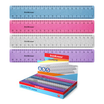 Линейка пластиковая ErichKrause Блёстки, 20см, ассорти (в коробке-дисплее по 44 шт)