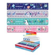 Линейка пластиковая ErichKrause 15см, ассорти из 5 дизайнов, в коробке-дисплее (для девочек)