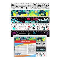 Набор из 4 пластиковых линеек ErichKrause 15см, ассорти из 4 дизайнов, в зиплок-пакете (унисекс)