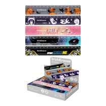 Линейка пластиковая ErichKrause 15см, ассорти из 5 дизайнов (в коробке-дисплее по 44 шт)