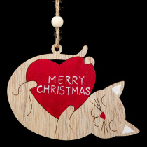 Украшение ErichKrause Decor Котик с сердцем 11см, дерево