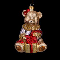 Украшение ErichKrause Decor Мишутка с подарком 13см, стекло