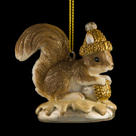 Украшение ErichKrause Decor Белочка с орешком золотая 6см