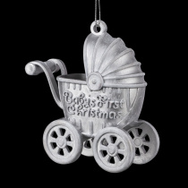 Украшение ErichKrause Decor® Детская коляска серебряная 11см
