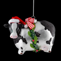 Украшение ErichKrause Decor Праздничная буренка 9см, стекло Украшение ErichKrause Decor Праздничная буренка 9см, стекло