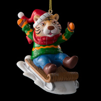 Украшение ErichKrause Decor Тигренок на санках 9см