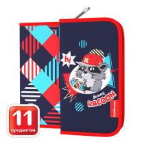 Пенал-книжка с наполнением ErichKrause® 110x205x25мм Funny Racoon