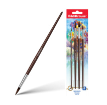 Кисти ErichKrause для акварели и гуаши, пони, 4 штуки (в блистере)