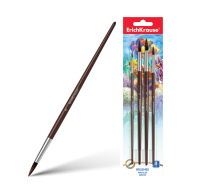 Кисти ErichKrause для акварели и гуаши, пони, 4 штуки (в блистере)