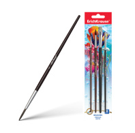 Кисти ErichKrause для акварели и гуаши, пони и щетина, 4 штуки (в блистере)